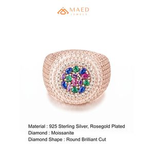 Rose Gold Plated Multicolor Marquise Moissanite Engagement & Anniversary Hip Hop Iced Out Luxury Statement <b>Ring</b> <b>for</b> <b>Men</b> - Product Image 6