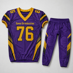 Uniforme de Fútbol Americano Personalizado en Oro Púrpura, Pantalones y Camiseta para Equipo Deportivo, Ropa Deportiva para Entrenamiento, Juego y Competencia Profesional - Product Image 1