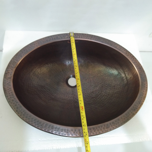 Évier ovale en cuivre finition antique foncé, fait main, pour salle de bain, idéal pour comptoir de vanité de luxe et décoration intérieure - Product Image 4
