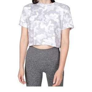 Camiseta Corta Minimalista para Mujer, de Algodón, Holgada, Lisa, Informal, Estilo Urbano, con Estampado Personalizado - Product Image 5
