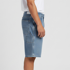 2026 New Arrived Casual Wear Denim Jorts Blue Raw Edges Hem Men Custom Embroidery Logo 100% Cotton Solid OEM Service - Product Image 6