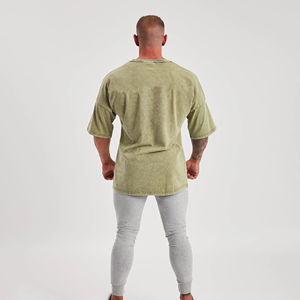 <b>Men's</b> Oversized Washed Cotton T-Shirt O-Neck <b>Short</b> <b>Sleeve</b> Solid Color Casual Streetwear Jersey Fit Long Length Breathable - Product Image 6
