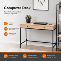 Bureau d'ordinateur avec double tiroir de rangement, cadre en métal mélaminé, OEM ODM, pour la maison, le bureau, l'étude, poste de travail, bureau d'ordinateur, bureau de travail