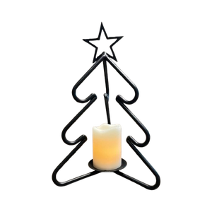 Vintage Green Metal Christmas <b>Tree</b> with Star Topper and Rustic Round Base - Product Image 4
