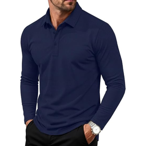 <b>Men</b>’s <b>Long</b> <b>Sleeve</b> Henley <b>Polo</b> <b>Shirt</b>, Button Neck Business Casual Top, Smart Casual Pullover <b>Shirt</b> for Office and Everyday Wear - Product Image 2