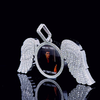 Pendentif Aile d'Ange en Or 10K pour Homme, Style Hip Hop, Serti de Diamants, Certifié IGI, Luxe, Or 10K Massif, Diamant de Laboratoire Cultivé, Cadeau pour Fête, Anniversaire