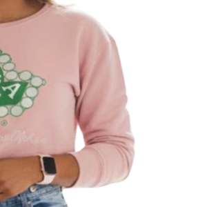 <b>Pink</b> Crop Ivy <b>Sweatshirt</b> for Women Classic Crewneck Long Sleeve Cropped Pullover Sorority Inspired Casual Fleece Fashion Street - Product Image 3