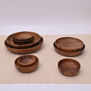 Plateau et ensemble de bols en bois d'acacia faits à la main, vaisselle moderne, idéal pour le petit-déjeuner et les collations - Product Image 5