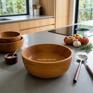 Ensemble de vaisselle en bois de teck vintage écologique de 8,8 à 12 pouces, cadeaux d'affaires, bol de service, saladier, ustensiles de cuisine, emballage en carton - Product Image 5