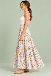 Falda Maxi Bohemia de Cintura Alta con Estampado Floral para Mujer, Falda Larga de Algodón con Corte en A para Vacaciones de Verano en la Playa - Product Image 2