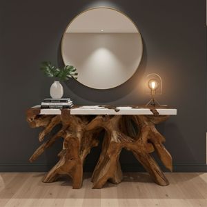 TEAK ROOT CONSOLE <b>TABLE</b> RESINED - Product Image 4