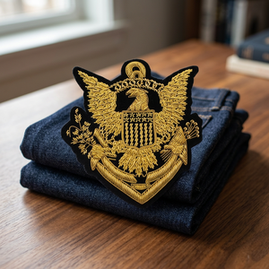 Écusson en dentelle brodé personnalisé avec ancre et couronne de lauriers, attache épingle de sûreté, patch en tissu à coudre pour uniforme et vêtement - Product Image 2