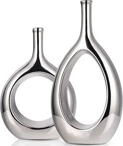 Vase floral élégant, vase de table minimaliste en acier inoxydable, décoration moderne, vase en métal, peut contenir de l'eau - Product Image 5