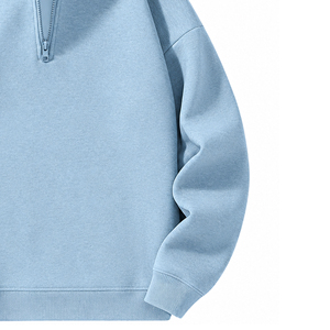 Custom Quarter Zipper Embroidered Hoodie <b>Men</b> Winter 100% Cotton Fleece Stonewashed Pullover Sweatshirt OEM ODM Manufacturer Bulk - Product Image 4