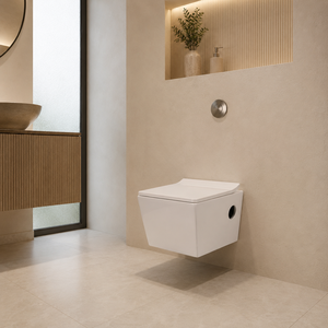 ATOM Modern One Piece Ceramic Wall Hung Toilet Eco-Friendly P-trap Drainage Gravity Flushing Dual-Flush Hospital Washroom - Product Image 2