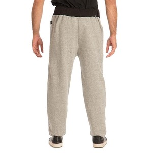 Pantalon de survêtement gris pour homme grande taille, coupe décontractée, taille élastique, en coton tricoté mi-lourd, idéal pour l'automne - Product Image 1