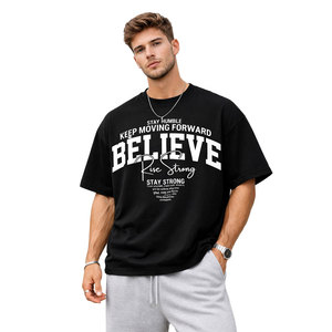 เสื้อยืดคัสตอมผู้ชายทรงโอเวอร์ไซส์ แขนสั้น คอตตอน 100% หนานุ่ม ตัดเย็บทรงบ็อกซี่ ไหล่ตก ผ้ายืดโพลีเอสเตอร์ผสมสแปนเด็กซ์ พร้อมสกรีนโลโก้ตามสั่ง - Product Image 2