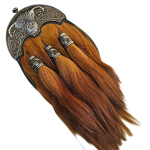 Sporran écossais en poils de cheval longs bruns (100% original) avec cantle uni, personnalisable pour la musique des Highlanders de Sutherland - Product Image 3