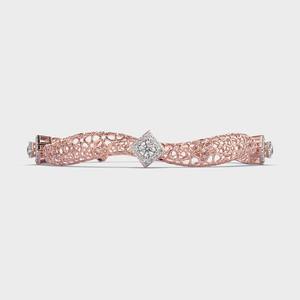 Brazalete de Lujo con Diseño de Rejilla en Oro Amarillo/Blanco/Rosa 9K, Diamantes Cultivados en Laboratorio, Chapado en Rodio, para Mujer, OEM - Product Image 5
