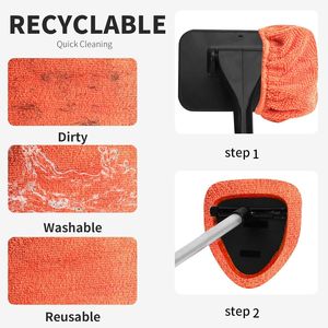 Confezione da 5 testine di ricambio in microfibra rossa, strumenti per la pulizia del parabrezza, lavabili e riutilizzabili, adatti a vari modelli - Product Image 5