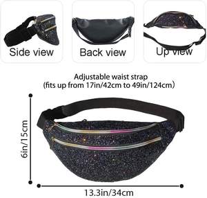 Sac banane unisexe Bagnex tendance, motif brillant, étanche, en polyester, avec fermeture éclair, forme coussin, idéal pour les voyages - Product Image 4