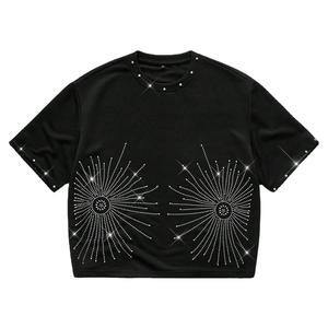 High Quality Oversized Unisex <b>Rhinestone</b> T-Shirt Short Sleeve <b>Top</b> Fashionable 100% Cotton T-Shirts For Men's Loose Fit - Product Image 1