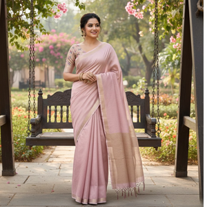 Sari en brocart tissé à la main avec des motifs Zari et Minakari |   Soie de luxe pour tenues de soirée toutes saisons avec tissu à séchage rapide et pièce de chemisier - Product Image 1