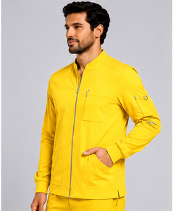 Blouse médicale en coton premium pour homme, fermeture éclair intégrale, manches longues, uniforme d'hôpital, coupe moderne, tenue de travail pour médecins et infirmiers, directement de l'usine - Product Image 5