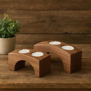 Porte-bougie en bois conique au style unique, finition naturelle, décoration d'intérieur, base ronde, design élégant, support à bougie - Product Image 4