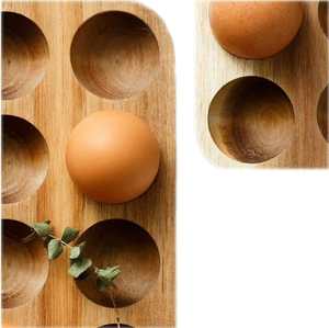Porta Huevos de Madera de Acacia, Bandeja de Almacenamiento Rústica de Madera para Encimeras de Cocina, Armarios, Congelador, Organizador de Huevos Estilo Rústico - Product Image 3