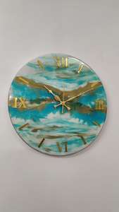 Horloge murale en résine de style antique moderne, horloge murale en époxy, usage domestique et professionnel, cadeaux personnalisés, décoration murale, artisanat en résine - Product Image 3