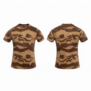 T-shirt à manches courtes personnalisé camouflage haute performance, logo sur mesure, respirant, col rond, pour entraînement sportif - Product Image 5