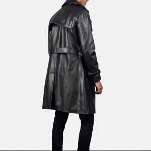 Abrigo de Invierno para Hombre, Personalizado, de Cuero Genuino, Estilo Gabardina, Tejido Impermeable, Corte Ajustado, Ecológico, Transpirable, Cuello en V - Product Image 3
