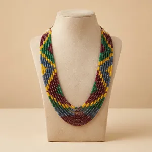 Luxury 7 Layer Multicolor Gemstone Beaded <b>Necklace</b> Handmade <b>Statement</b> <b>Necklace</b> Gold Tone Fashion Jewelry for Women Wedding Party - Product Image 1