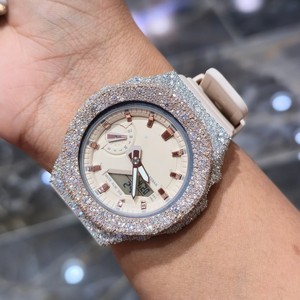 Diamond Aura Frosted Quartz <b>Watch</b> <b>Case</b> Mod Kit Stainless Steel Round 20mm Band Kids Hip Hop Fashion <b>Watch</b> Upgrade - Product Image 3