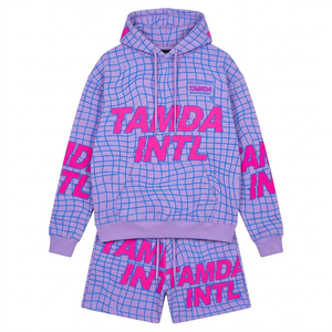 Ensemble survêtement avec sweat-shirt oversize et short de jogging |   Ensemble de survêtement en molleton personnalisé 2 pièces avec capuche - Product Image 1