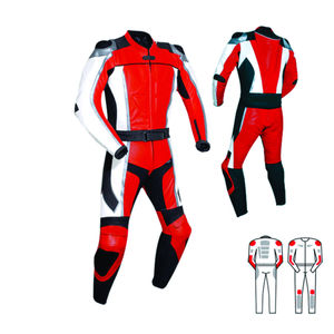 Combinaison de moto en cuir de vachette véritable de qualité supérieure pour homme avec protections homologuées CE pour la conduite sur circuit, sur route et professionnelle - Product Image 5