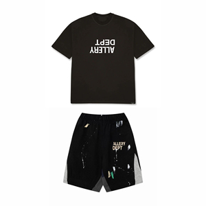 2026 Men's Two Piece <b>Set</b> 100% Cotton Streetwear T-Shirt and Shorts <b>Sets</b> Summer Dept Crew Neck t-shirts and shorts <b>sets</b> For mens - Product Image 2