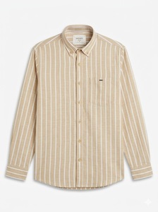 เสื้อเชิ้ตแขนยาวลายทางสำหรับผู้ชาย ENOVATE แบบลำลอง กระดุมสองแถว คอปก ผ้าฝ้าย 100% ระบายอากาศได้ดี เหมาะสำหรับใส่ในฤดูร้อน ODM - Product Image 1
