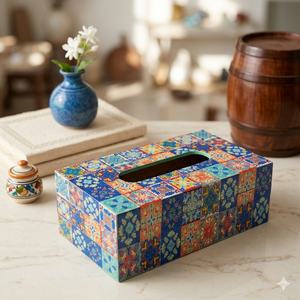 Caja de pañuelos india hecha a mano con perlas y acrílico, con color y logotipo personalizables para uso en el hogar, hoteles y restaurantes. - Product Image 1