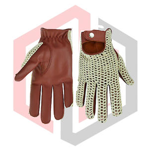 Guantes de Seguridad de Cuero para Conducir, Tejidos, Color Marrón Claro, Antideslizantes, Transpirables, Anticorte, Antiestáticos, con Muñequera Ajustable para Hombre - Product Image 3
