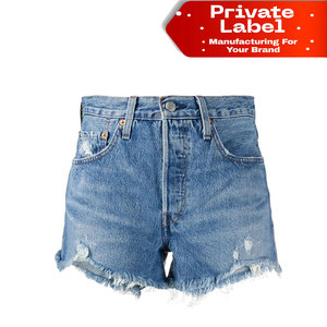 Shorts de Mezclilla para Mujer, Estilo Boyfriend, Lavado Vintage, Largura hasta la Rodilla, Personalizados OEM, Shorts Bermuda para Dama al por Mayor - Product Image 1