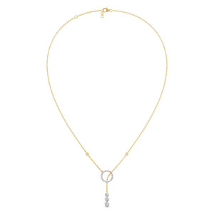 Circle Cascade Floral Diamond <b>Necklace</b> with Triple Blossom Drop and <b>Delicate</b> Station Chain Design - Product Image 2