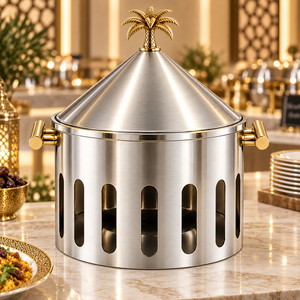 Stainless Steel Arabic Style Cone Lid Chafing Dish 24cm Diameter Durable Luxury Design - Product Image 2