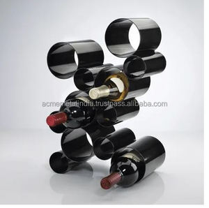 Porte-bouteilles à vin élégant en laiton, design en grille à 9 emplacements, idéal pour les bars à domicile élégants, les mariages et une utilisation décorative, en provenance d'Inde - Product Image 4