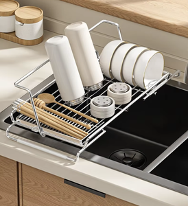 Vietnam Telescopic Single Tier Sink Drain Basket Metal Dish Drying <b>Rack</b> Kitchen Organizer - Product Image 1