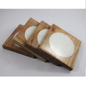 Sous-verre de tasse à thé en marbre et bois tapis de verre à jus carré caboteur en pierre blanche décor à la maison sous-verres haute vente - Product Image 5