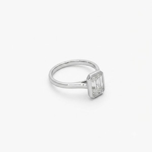 DEF Color VS VVS Clarity 9K 10K 14K 18K Solid Gold <b>Emerald</b> Lab Grown Diamond Bezel Set Promise Ring IGI Certified Solitaire Ring - Product Image 4