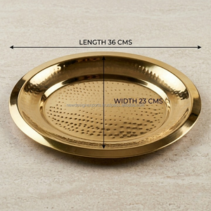 Premium <b>Mirror</b>-Finish Gold Banquet Tray – Large Symmetrical Oval Server - Product Image 2