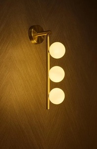 Modern Brass Art Deco Wall <b>Sconce</b> Three Glass Globes Handmade Pendant Rod <b>Light</b> for Home Office Diwali Celebrations KULSOOM - Product Image 3